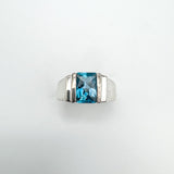 1.5ct Blue Topaz Solitaire Ring Sterling Silver 925 Size K Engagement Stacking