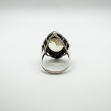 12ct Citrine & Diamond Navette Cocktail Ring in Sterling Silver 925 Size M - N