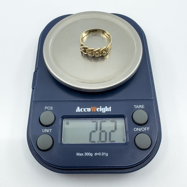 Vintage 9ct Gold Single Row Keeper Ring 375 Size L (London 1979)