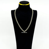 Vintage 1941 Sterling Silver 20" Albert Curb Chain & T-Bar Pendant 925