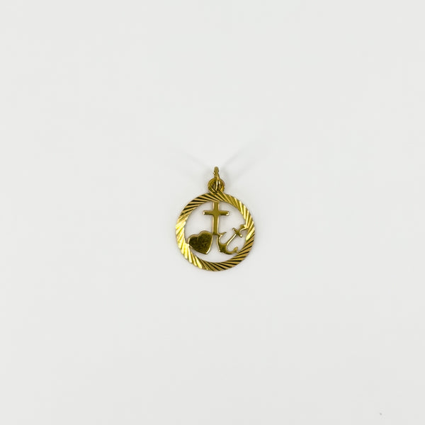 Vintage 9ct Gold Faith Hope Charity Pendant / Charm 375 by Georg Jensen