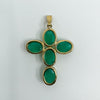 Chunky Vintage 9ct Gold Green Chrysoprase Christian Cross Pendant / Charm 375