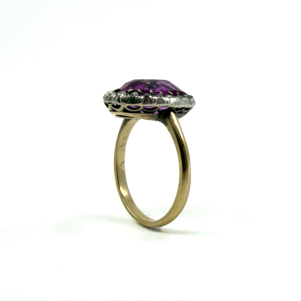 Antique / Art Deco 14ct Gold Pink Sapphire & Rose Cut Diamond Ring 585 Size O