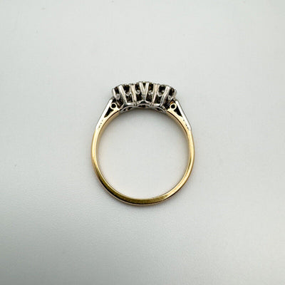 Vintage Antique 18ct Gold Diamond 0.15ct Trilogy Ring Size L - M 2.3g