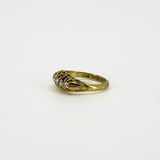Antique 18ct Gold 0.32ct Diamond Boat Ring 750 Size N (Birm 1914)