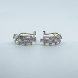 18ct Gold Rectangular CZ Baguette Lever Back Earrings 750