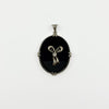 Large Vinatge 14ct White Gold Black Onyx & Diamond Bow Pendant 585