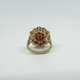 Large Vintage 9ct Gold Garnet Cocktail Cluster Ring Size L