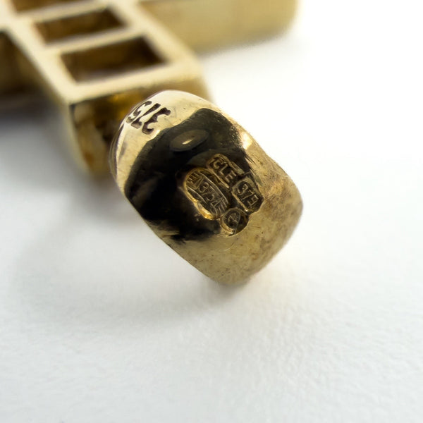 Chunky 9ct Gold CZ Christian Cross Pendant 375