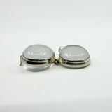 Large Chunky Sterling Silver Oval Double Sided Glass Orb Photo Locket 925
