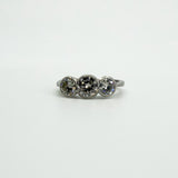 Vintage Platinum 1.60ct Diamond Trilogy Ring 950 Size L