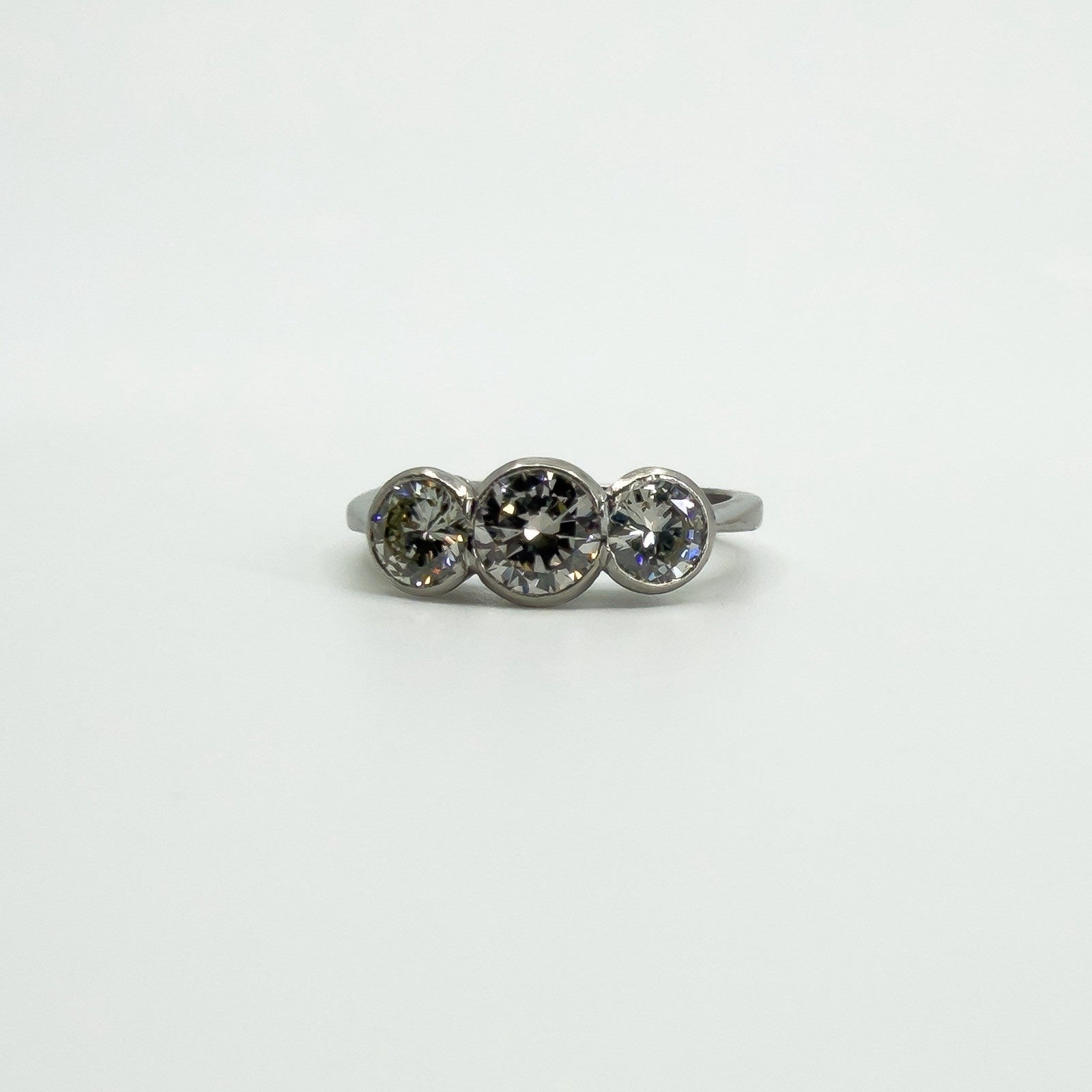 Vintage Platinum 1.60ct Diamond Trilogy Ring 950 Size L