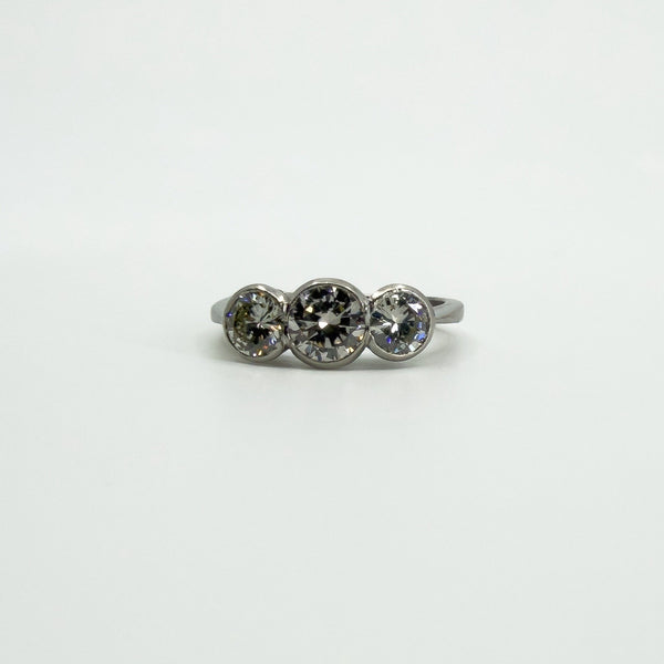 Vintage Platinum 1.60ct Diamond Trilogy Ring 950 Size L