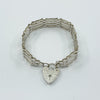 Vintage Sterling Silver 4 Bar Gate 7” Bracelet & Heart Padlock 925 (London 1978)