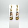 3x Coloured Gold Dangle Drop Earrings in Sterling Silver 925 Vermeil Overlay