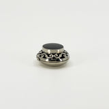 Chunky Vintage Sterling Silver Oval Black Onyx Engraved Locket 925