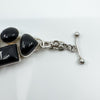 Unusal Sterling Silver Chunky Black Onyx 7.5" Bracelet 925