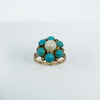Antique 14ct Gold Pearl & Turquoise Ring Size L 