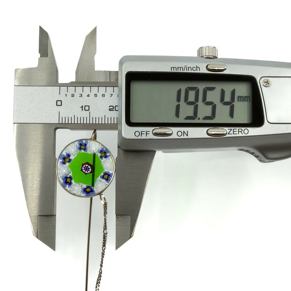 Vintage Sterling Silver Floral Murano Glass Millefiori Brooch / Stick Pin 925