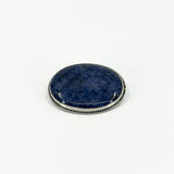Large Vintage Sterling Silver Blue Agate Brooch 925 (Birm 1989)
