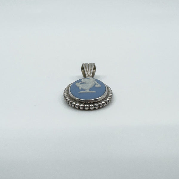 Vintage Sterling Silver Wedgewood Blue Jasper Ware Cameo Pendant 925 (1972)