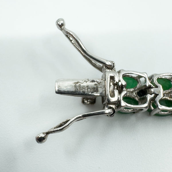 Sterling Silver Natural 16.50ct Emerald & Diamond Double Row Tennis Bracelet 925