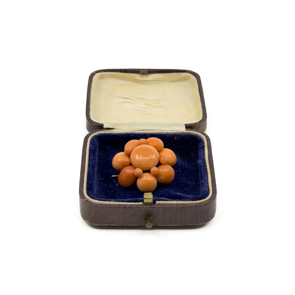 Antique Victorian 14ct Gold Natural Coral Brooch 585