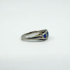 Vintage Sterling Silver Blue & White Paste Boat Ring 925 Size M - N