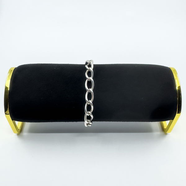 Antique Chunky Oval Links Bracelet with Dog Clip & T-Bar 925 31g