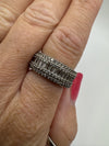 Chunky Sterling Silver CZ 5x Row Band Ring 925 Size O
