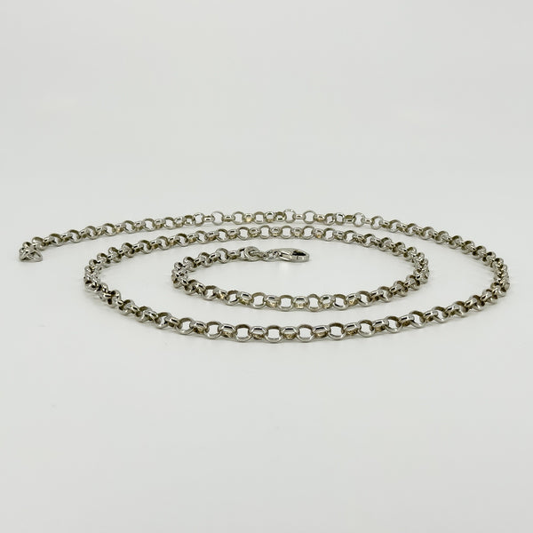 Vintage Sterling Silver 23” Rolo Links Chain / Necklace 925