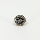 Antique Edwardian 14ct Gold Rose Cut Diamond & Sapphire Bombe Ring 585 Size O P