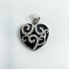 9ct White Gold Diamond & Onyx Heart Pendant / Charm 