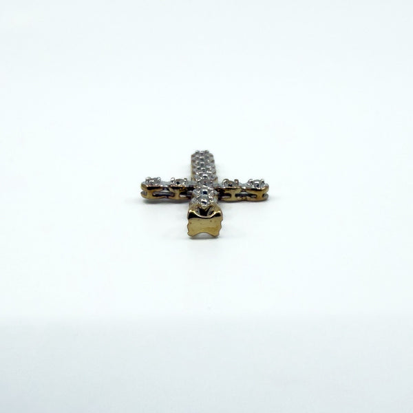 9ct White & Yellow Gold Diamond Christian Cross Pendant 375