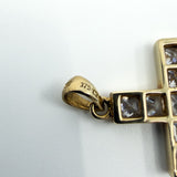 Chunky 9ct Gold CZ Christian Cross Pendant 375