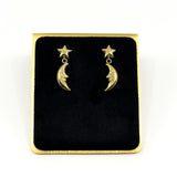 Vintage 9ct Gold Celestial Moon & Star Dangle Drop Earrings 375