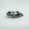 Large Vintage Sterling Silver Floral Green Chalcedony Brooch 925 Bernard Instone