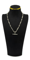 Vintage Sterling Silver 17.5” Fancy Link Chain with Dog Clip & T-Bar Pendant 925