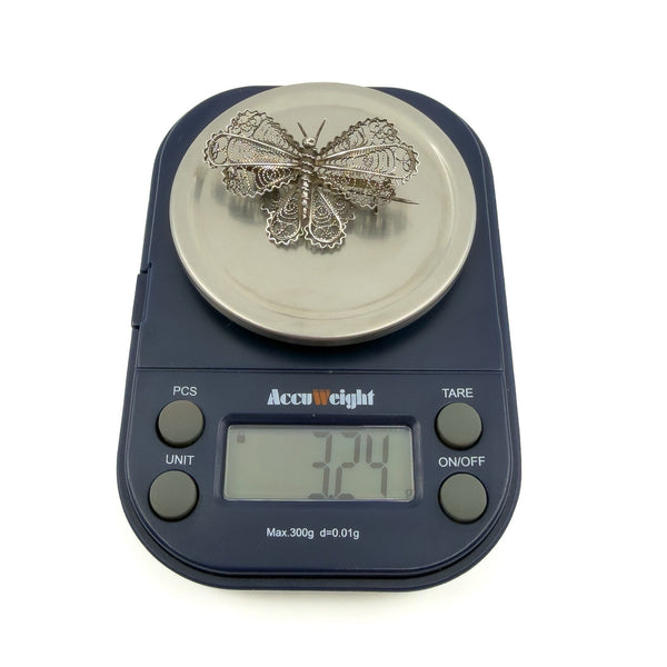 Vintage Sterling Silver Filigree Butterfly Brooch 925