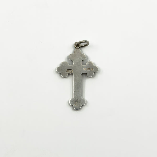 Antique Victorian Sterling Silver Engraved Christian Cross Pendant 925 (1900)