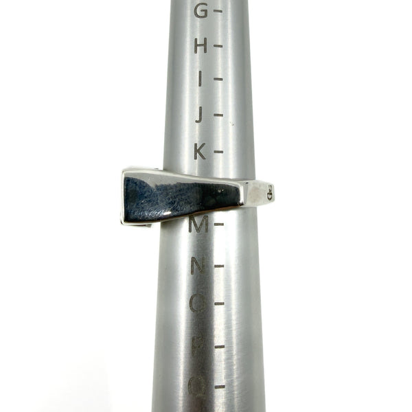 Chunky Sterling Silver Reversible Black Onyx & MOP Guess Ring Size L - M 925