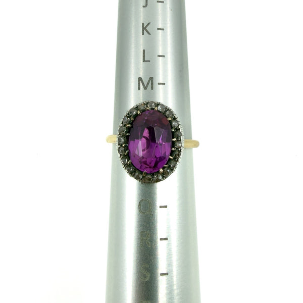 Antique / Art Deco 14ct Gold Pink Sapphire & Rose Cut Diamond Ring 585 Size O