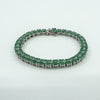 Sterling Silver Natural 16.50ct Emerald & Diamond Double Row Tennis Bracelet 925