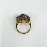 Large Vintage 9ct Gold Garnet Cocktail Cluster Ring Size L