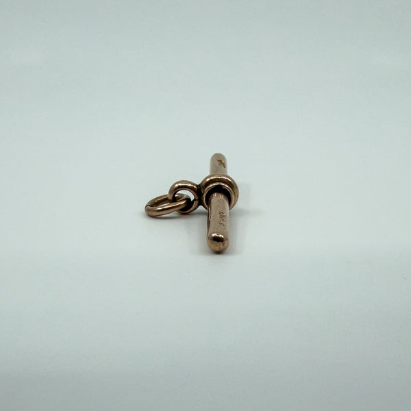 Antique Large 9ct Rose Gold T-Bar Pendant / Charm 375