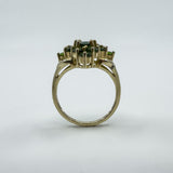 9ct Yellow Gold Green Tourmaline Cluster Ring 375 Size K