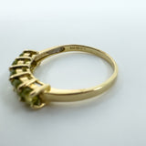 Vintage 9ct Yellow Gold 5x Stone 0.85ct Peridot Ring / Band 375 Size N Birm 2005