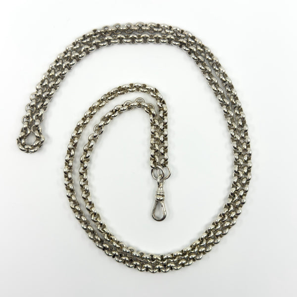 Chunky Vintage Sterling Silver 33” Rolo Links Chain & Dog Clip 925 60g 1997