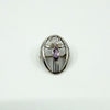 Vintage Sterling Silver Amethyst Oval Rose & Vine Brooch 925