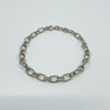 Vintage Sterling Silver Oval Links Chain Charm 7.5” Bracelet 925